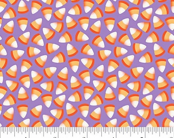 Candy Corn Baumwollstoff, Halloween Quilting Material, Halloween Quilting Material, Lila Hintergrund, 50er Meter