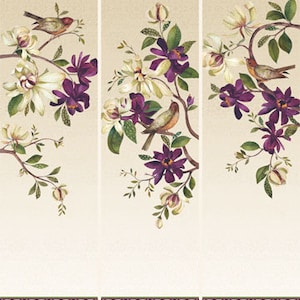 Purple Floral Fabric Quilt Panel , Avalon, Northcott