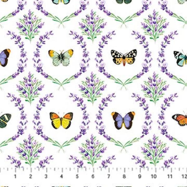 Quilting Fabric Butterfly Floral, Deborah's Garden , Northcott , by the yard