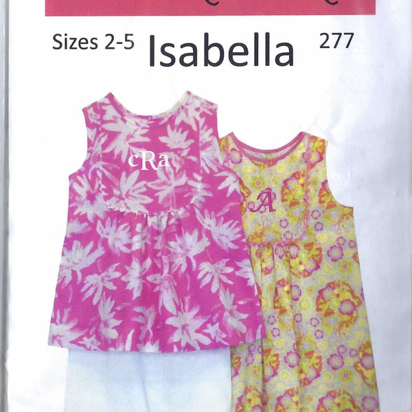 Girls Sewing Pattern, Top and Dress, Children's Corner, Isabella, Size 2-5