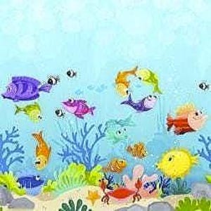 Under the Sea Border Double Stripe- - Susybee Fabric - by the half yard, Quilting Supplies-Sewing-Crafting,Continuous Cuts