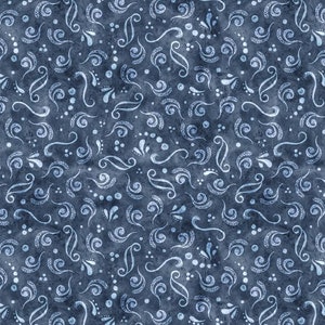 Blue Swirl Cotton Fabric - Wilmington ,by the HALF YARD - Farmhouse Fresh, Continuous Cuts, Home Decor ,Quilting , sewing, crafting supplies