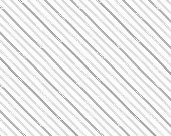 Tela de algodón con rayas diagonales grises y blancas – Hello Sunbeam Quilting Home Decor, por medio metro.
