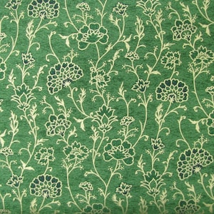 Green Christmas Jacquard Fabric with Metallic Gold, Fabri-quilt , Cut 28&quot; x 42&quot;