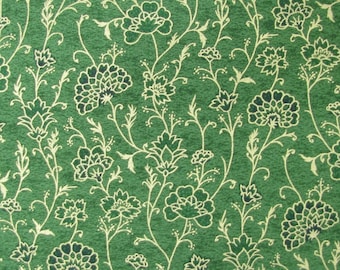 Tessuto jacquard natalizio verde con oro metallizzato, Fabri-quilt, taglio 28" x 42"