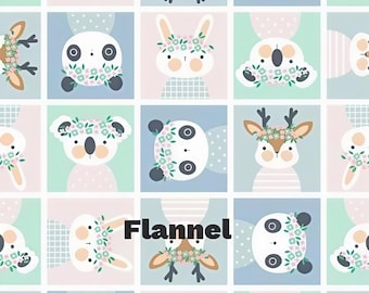Flanelltyg med djur, björnar och kaniner, Camelot, som en halv meter