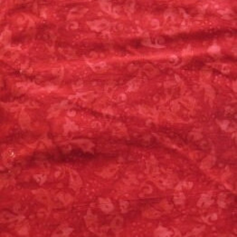 Bold Red Batik Quilting Fabric With Swirling Leaves City Spirit Theme ...