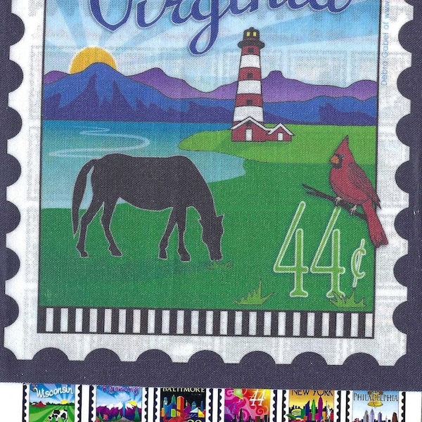 Virginia State Stamp Mini Fabric Panel, Virginia