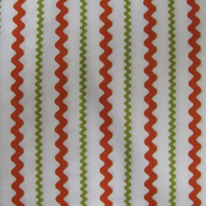 Orange  green rick rack stripe cotton fabric, Andover, by the Half Yard,Continuous Cuts, Home Decor ,Quilting , sewing, crafting