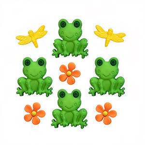 Frog Shank Buttons – Scrapbooking Embellishments, 5/8-1 Inch, 7 Pieces