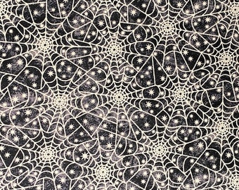 Tissu en coton toile d'araignée, tissu d'Halloween - Toile d'araignée- Hello Glow- d'un demi-mètre- Ajoutez une touche lumineuse ! Quilting, couture, travaux manuels