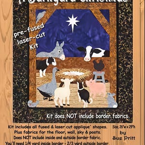 A Barnyard Christmas Quilt Kit, Pre-fused Laser-Cut Applique (26" x 29")