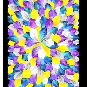 Floral Petal Paradise Fabric Panel,  by Benartex-0987199b-MLT,Purple, Yellow , Black