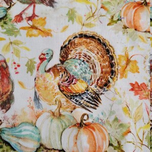 Turkeys and Pumpkins Cotton Fabric - Autumn Harvest, Thanksgiving ...