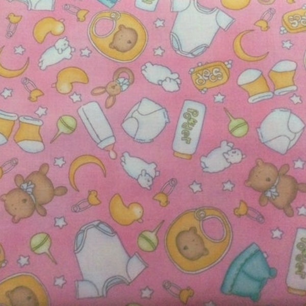 Pink Baby Cotton Fabric, Sweet Pea, Studio E, by the yard