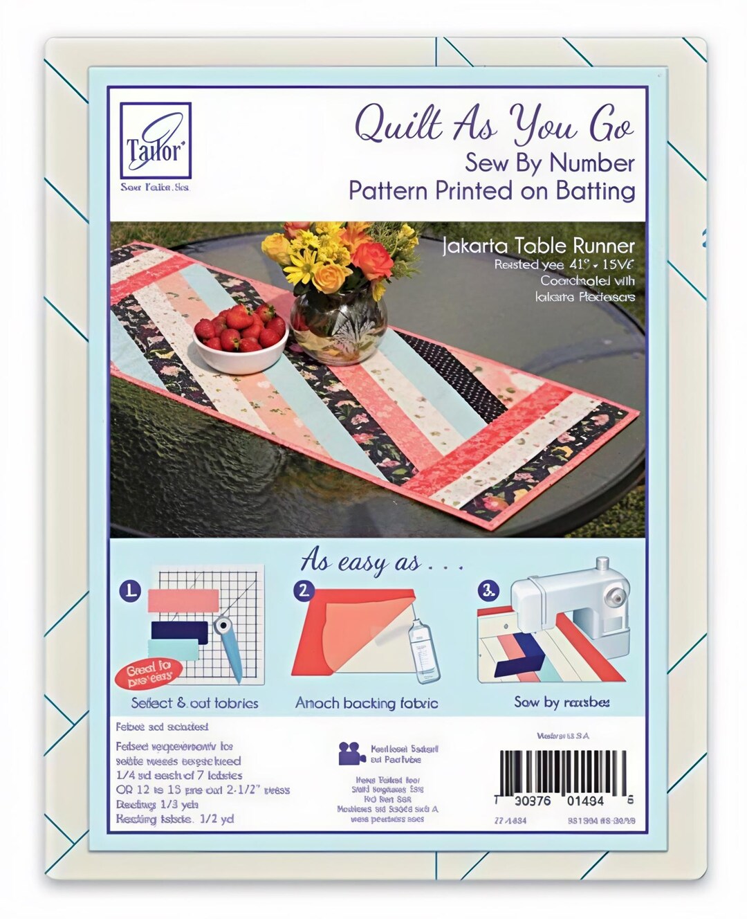 Quilt as You Go Jakarta Table Runner Kit, Sew by Number Pattern - Etsy