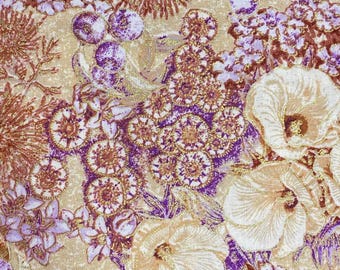 Purple Floral Fabric- Modern Floral Lillie's  Metallic by the yard