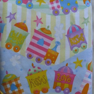 Cotton Fabric - Nursery Train-by the Yard - Perfect for Baby Nursery Decor