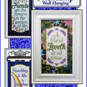 Friendship Wall Hanging Table Top Display  ,Made in the hoop,   by Janine Babich Designs