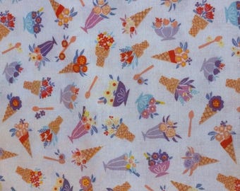 Ice Cream Blossoms Cotton Fabric - by the HALF YARD ,Continuous Cuts, Home Decor ,Quilting , sewing,