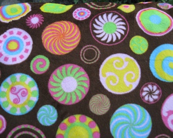 Brown Minky Fabric with Colorful Circles Cuddle Print - Soft & Warm Shannon Fabric, Half Yard Increments