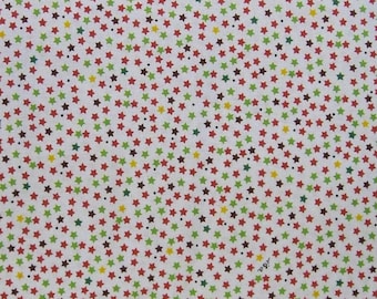 Christmas Stars Cotton Fabric, Red Green Gold, Quilting Home Decor (by Half Yard)