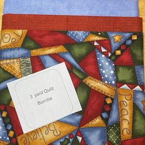 Kit de patchwork navideño campestre de 3 yardas para colcha, coordinado y listo para coser.