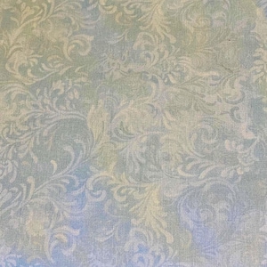 Pale Blue Scroll Cotton Fabric ,  Wilmington by the HALF YARD -Continuous Cuts, Home Decor ,Quilting , sewing, crafting supplies