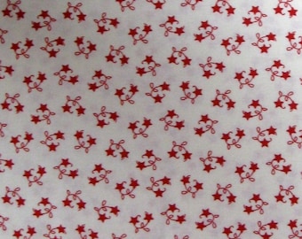 Moda-Red and White Star Cotton Fabric, by the yard