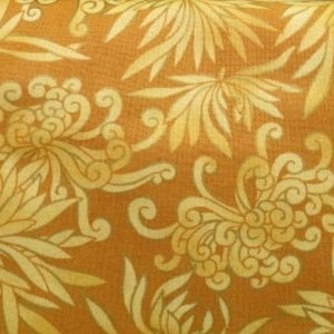 Gold Metallic Oriental Floral Fabric, Yoshiko II, Blank, by the  half yard,Continuous Cuts, Home Decor ,Quilting , sewing,