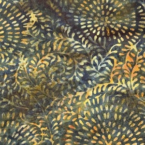 Green Swirl Leaf Fern Batik Cotton Fabric , Island Batik, by the half yard,Continuous Cuts, Home Decor ,Quilting , sewing, crafting supplies
