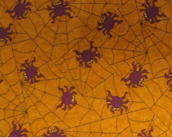 Creepy Crawly Spider Fabric by Andover - Halloween Spooky Hollow Design - Burnt Orange Cotton - Yardage