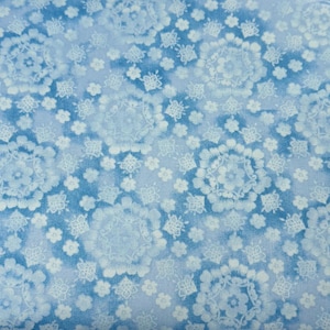 Blue Blossom Floral Cotton Fabric,  Designer by the HALF YARD, Quilting ,Sewing , Home Decor,Continuous Cuts