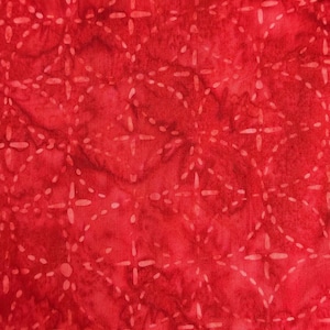 Ruby Red Cotton Batik Fabric by the HALF YARD -Wedding Ring,Timeless Treasure,  Continuous Cuts, Beautiful batik for any quilting project