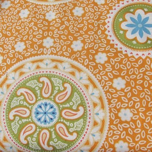 Orange Floral Blossoms Cotton Fabric ,Vibrant Medallion , Andover, by the HALF YARD ,Continuous Cuts, Home Decor ,Quilting , sewing supplies
