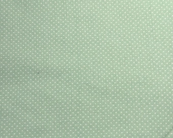 Mint Green Pin Dot Mint Cotton Fabric by the HALF YARD  - tiny white dots,  Continuous Cuts, Home Decor ,Quilting , sewing,