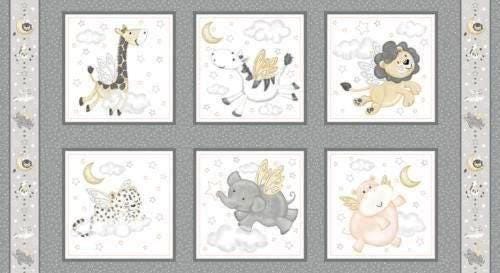 Baby Animal Block Fabric Panel ,Moonlit Dreams- Quilting cotton fabric for baby blankets-Craft ,Nursery Decor, Baby ,Victoria Hutto,Studio E
