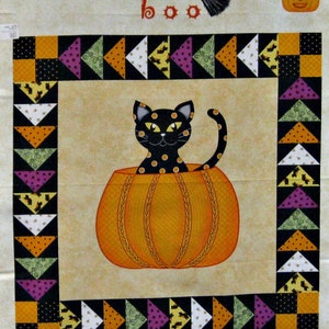 Halloween Quilt Panel, Not so spooky, black cat panel- Rare Find!
