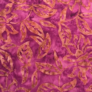 Leaf Batik Cotton Fabric, Vibrant Purple Batik , by the HALF YARD , Continuous Cuts, Home Decor ,Quilting , sewing, crafting supplies