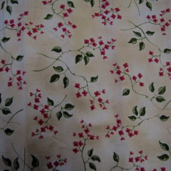 Sale End of the Bolt- Vintage look Floral Fabric, Sweet Pea