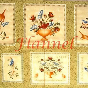 Painel de tecido de flanela Folk Art Fancies, Maywood, Bonnie Sullivan, peça rara.