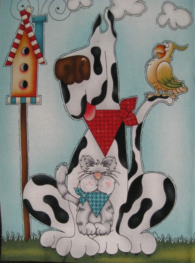 Dog and Cat Quilt Panel Henry Glass Leanne Anderson No Foul Play Quilt Panel