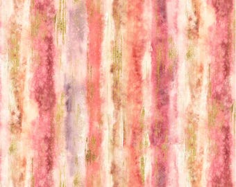 Desert Bloom Watercolor Stripe Cotton Fabric – Earth Tone Sewing Quilting, by the half yard