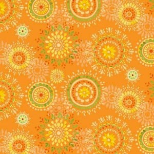 Orange Medallion Cotton Fabric ,Wilmington - by the Half Yard, Home Decor ,Quilting , sewing, crafting Continuous Cuts