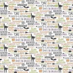 Scaredy Cats Cotton Fabric, Halloween,  by Windham , by the half yard,Continuous Cuts, Home Decor ,Quilting , sewing, crafting