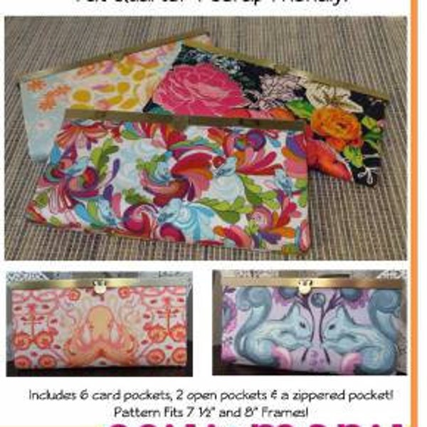 Diva Frame Wallet Pattern, Fat Quarter Friendly, free shipping