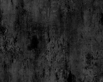 黒の水彩画風コットン生地、ヴィンテージ風の質感、ホームデコレーションキルティング用、ハーフヤード単位