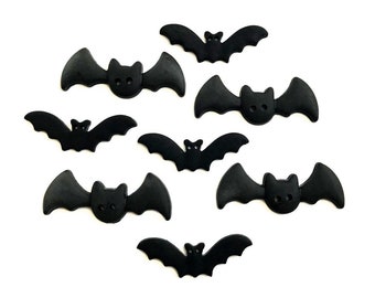 Black Bats Halloween  Buttons,  Black Bats, sew through, Works with fabric, paper, wood, glass, and other accessories,craft embellishment