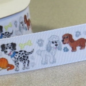 Dogs and Paws Grosgrain Ribbon- Pet Lover&#39;s Delight Ribbon, , 7/8, Sold by the Yard, Crafting ribbon