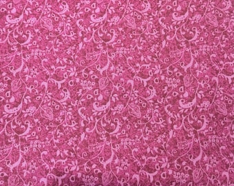 Magenta  Floral Vine Cotton Fabric- Vines-Paintbrush Studios, by the Half Yard,Continuous Cuts, Home Decor ,Quilting , sewing, crafting